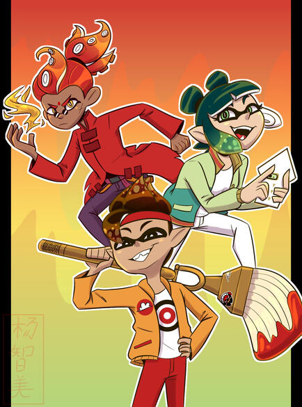 Monkie Kid Traffic Light Trio As Splatoon Characters