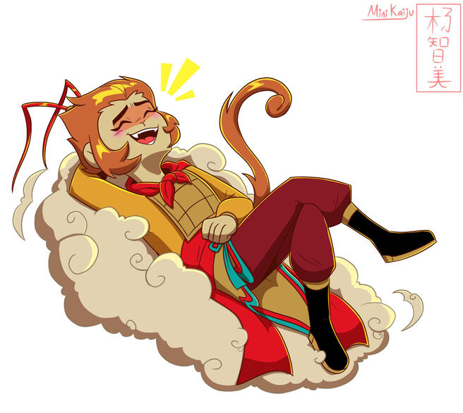 Monkie Kid Sun Wukong Laughing on Cloud